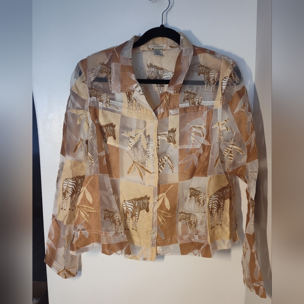 Erin London Zebra Print Blouse in Brown and Tan
